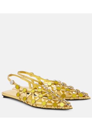 The Attico Grid metallic leather slingback flats