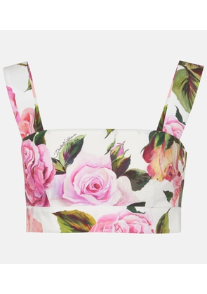 Dolce&Gabbana Floral cotton poplin crop top