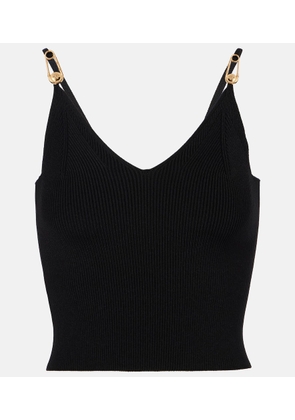 Versace Safety Pin ribbed-knit top