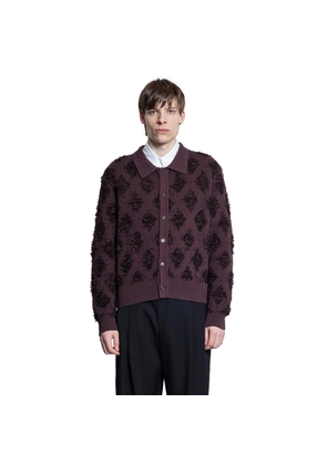 Fringed Argyle Polo Cardigan