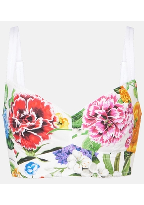 Dolce&Gabbana Floral cotton-blend poplin bra top