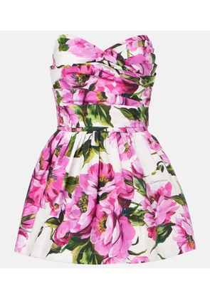 Dolce&Gabbana Floral pleated cotton minidress
