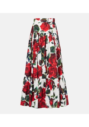 Dolce&Gabbana Floral tiered cotton maxi skirt