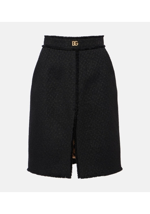 Dolce&Gabbana DG wool-blend tweed midi skirt