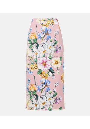 Dolce&Gabbana Floral silk-blend pencil skirt