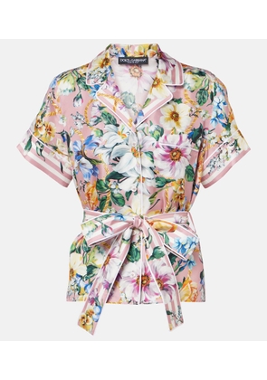 Dolce&Gabbana Bow-detail floral silk shirt