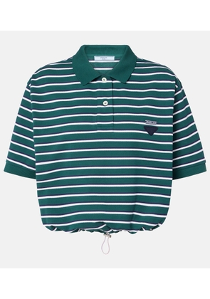 Prada Striped cropped cotton polo shirt