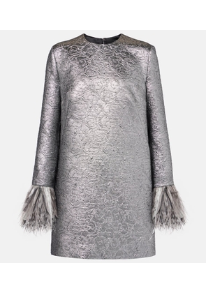 Dolce&Gabbana Feather-trimmed lame minidress