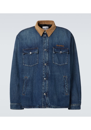 Miu Miu Corduroy-trimmed denim down jacket