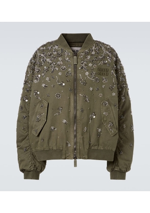 Miu Miu Sequined cotton gabardine bomber jacket