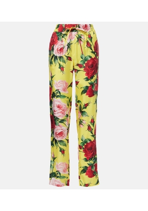 Dolce&Gabbana Floral silk straight pants