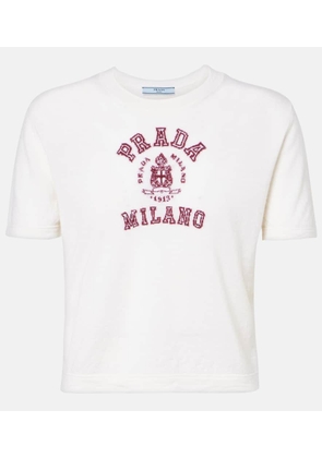 Prada Logo cropped cashmere T-shirt