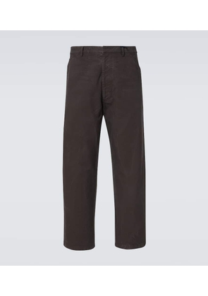 Prada Leather-trimmed cotton straight pants