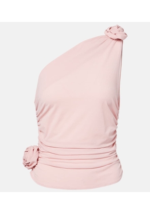 Magda Butrym Floral-applique one-shoulder silk-blend top
