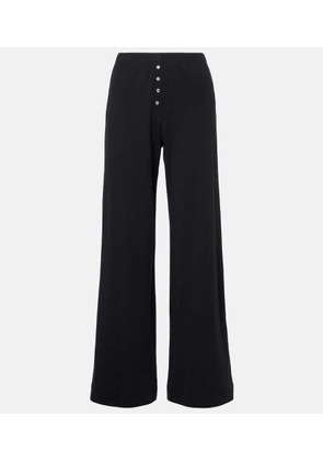 Leset Pointelle cotton jersey wide-leg pants