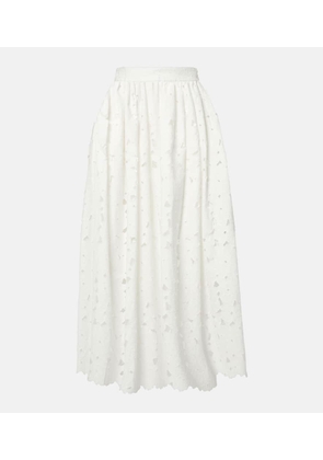 Erdem Gathered cotton-blend midi skirt