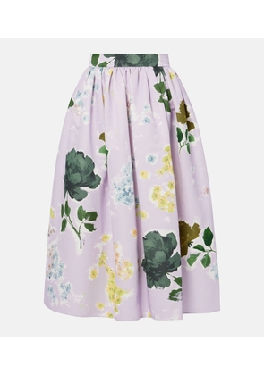 Erdem Floral cotton-blend midi skirt