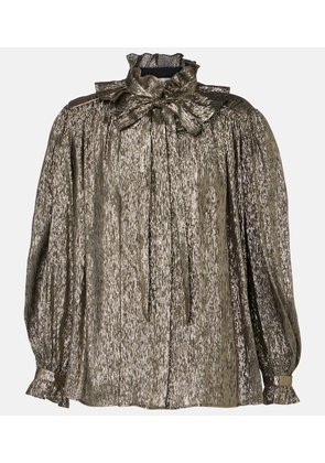 Chloe Ruffled lame silk-blend blouse