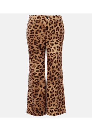 Chloe Leopard-print cotton velvet flared pants