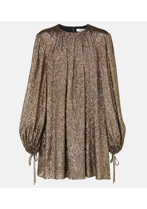 Chloe Balloon-sleeve silk-blend minidress