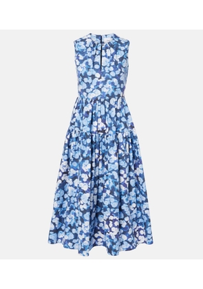 Erdem Floral-applique ruffled cotton cocktail dress