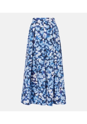 Erdem Floral pleated cotton midi skirt