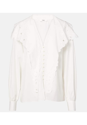 Chloe Broderie anglaise cotton poplin blouse