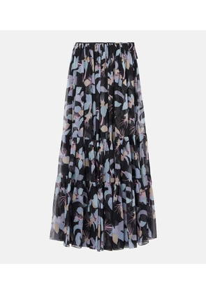 Chloe Floral pleated silk maxi skirt