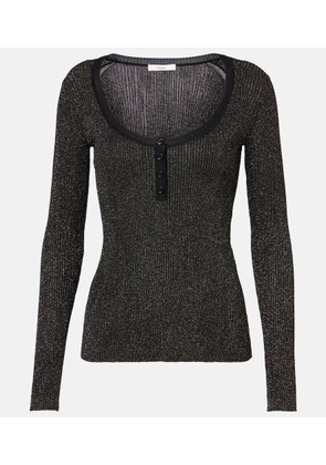 Chloe Ribbed-knit lurexÂ® Henley shirt