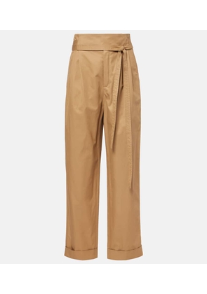 Saint Laurent Pleated cotton poplin straight pants