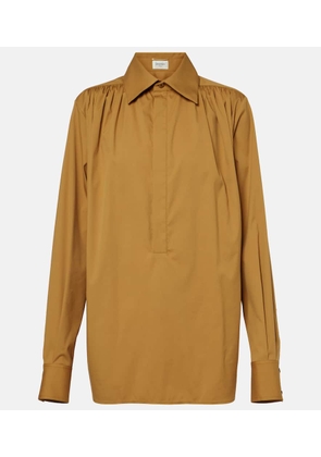 Saint Laurent Gathered cotton-blend blouse