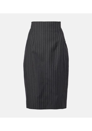 Mugler Pinstripe wool-blend midi skirt