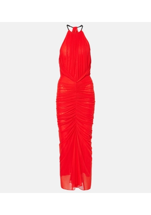 Mugler Ruched halterneck midi dress