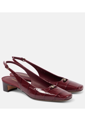Ferragamo Croc-effect leather slingback pumps