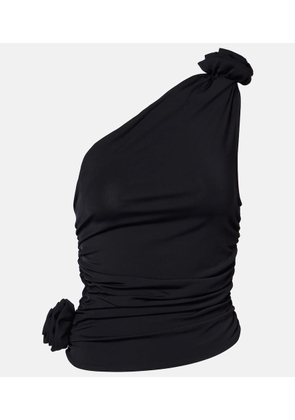 Magda Butrym Floral-applique one-shoulder jersey top