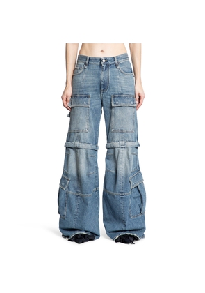 Flared Denim Cargo Pants
