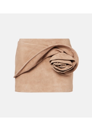 Magda Butrym Floral-applique suede miniskirt