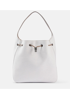 Brunello Cucinelli Foulard Large canvas bucket bag