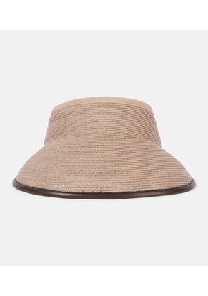 Brunello Cucinelli Leather-trimmed raffia visor