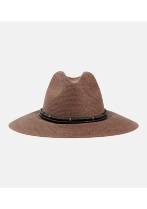 Brunello Cucinelli Monili leather-trimmed fedora