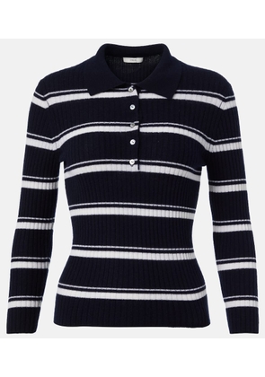 Vince Striped cashmere and silk polo sweater