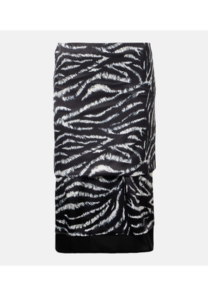 The Attico Zebra-print satin midi skirt
