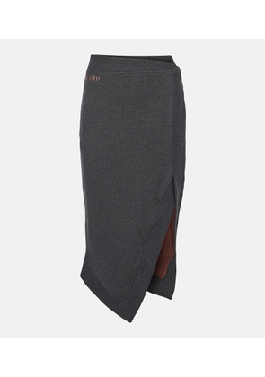 The Attico Logo asymmetric cotton jersey midi skirt