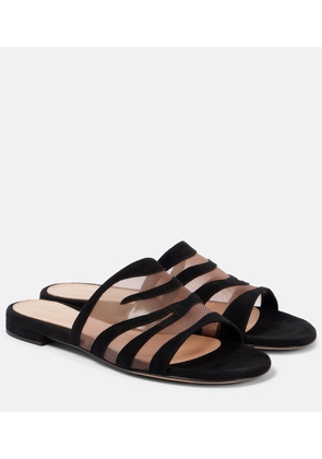Gianvito Rossi Tigra suede and mesh slides