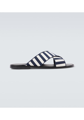 Manolo Blahnik Otawi striped canvas slides