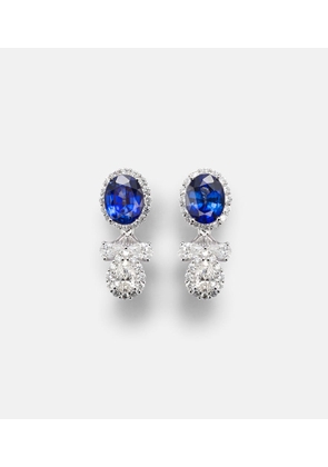 Yeprem Reign Supreme 18kt white gold drop earrings with diamonds and sapphire