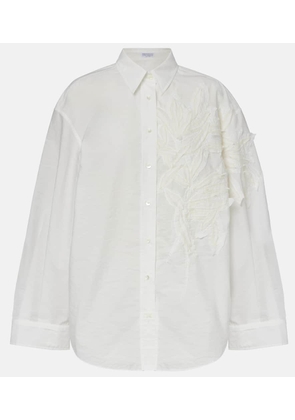 Brunello Cucinelli Embroidered cotton-blend poplin shirt