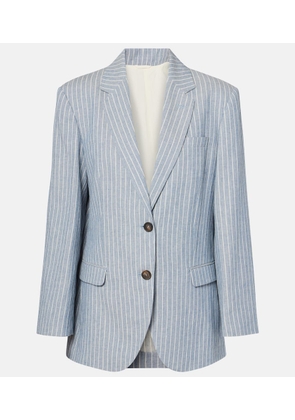 Brunello Cucinelli Pinstripe linen, cotton, and hemp blazer