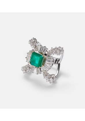 Yeprem Reign Supreme 18kt white gold ring with emerald and diamonds