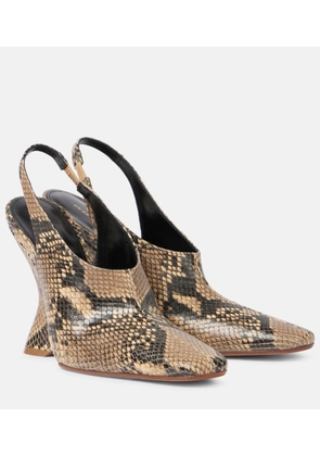 Dries Van Noten Snake-effect leather wedges